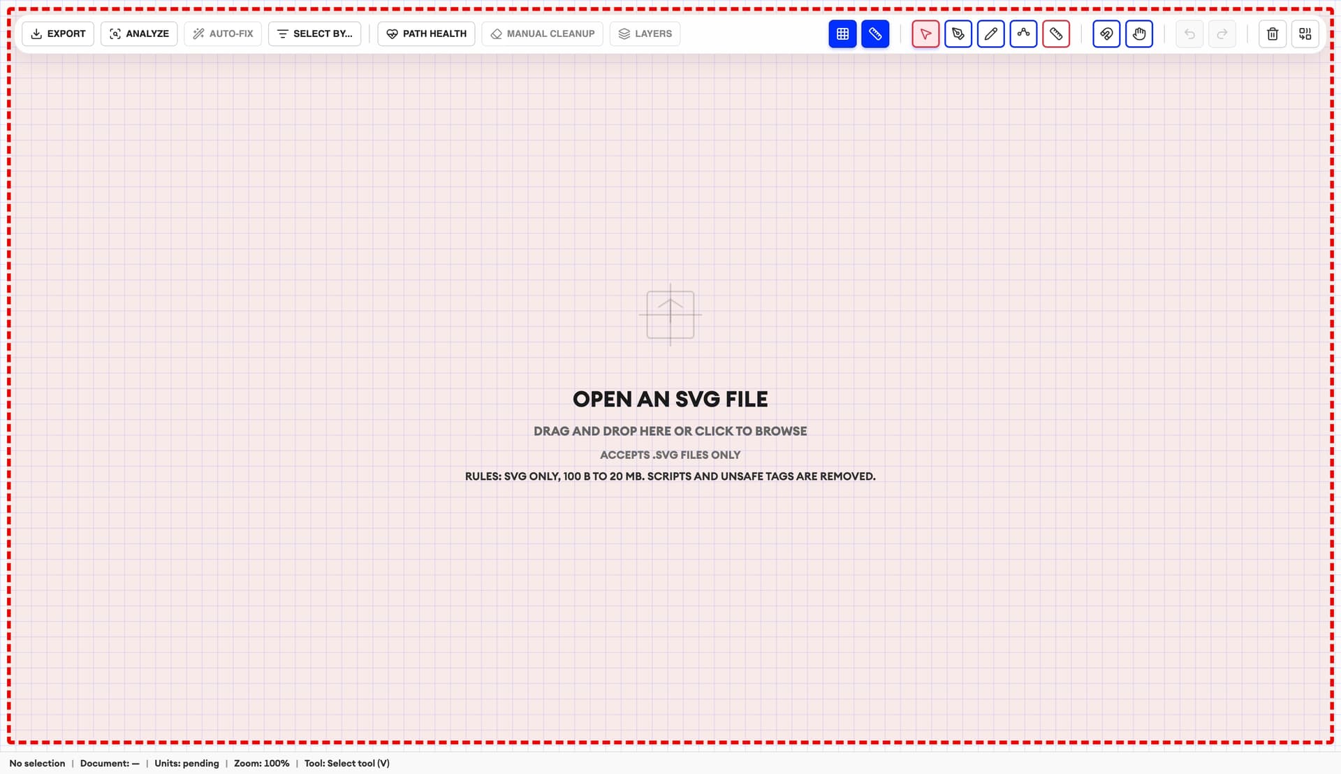 Ilustrasi antarmuka editor SVG Laserlinez