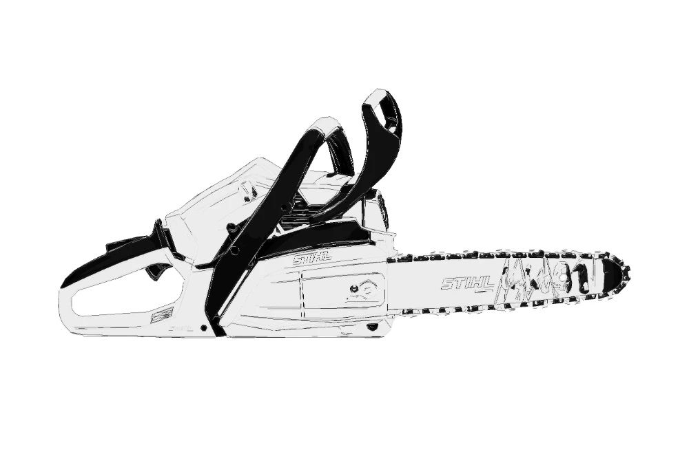SVG Manual Pro chainsaw illustration for equipment manuals and safety sheets.