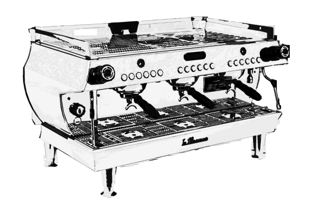 SVG Manual Pro espresso machine illustration for product documentation.