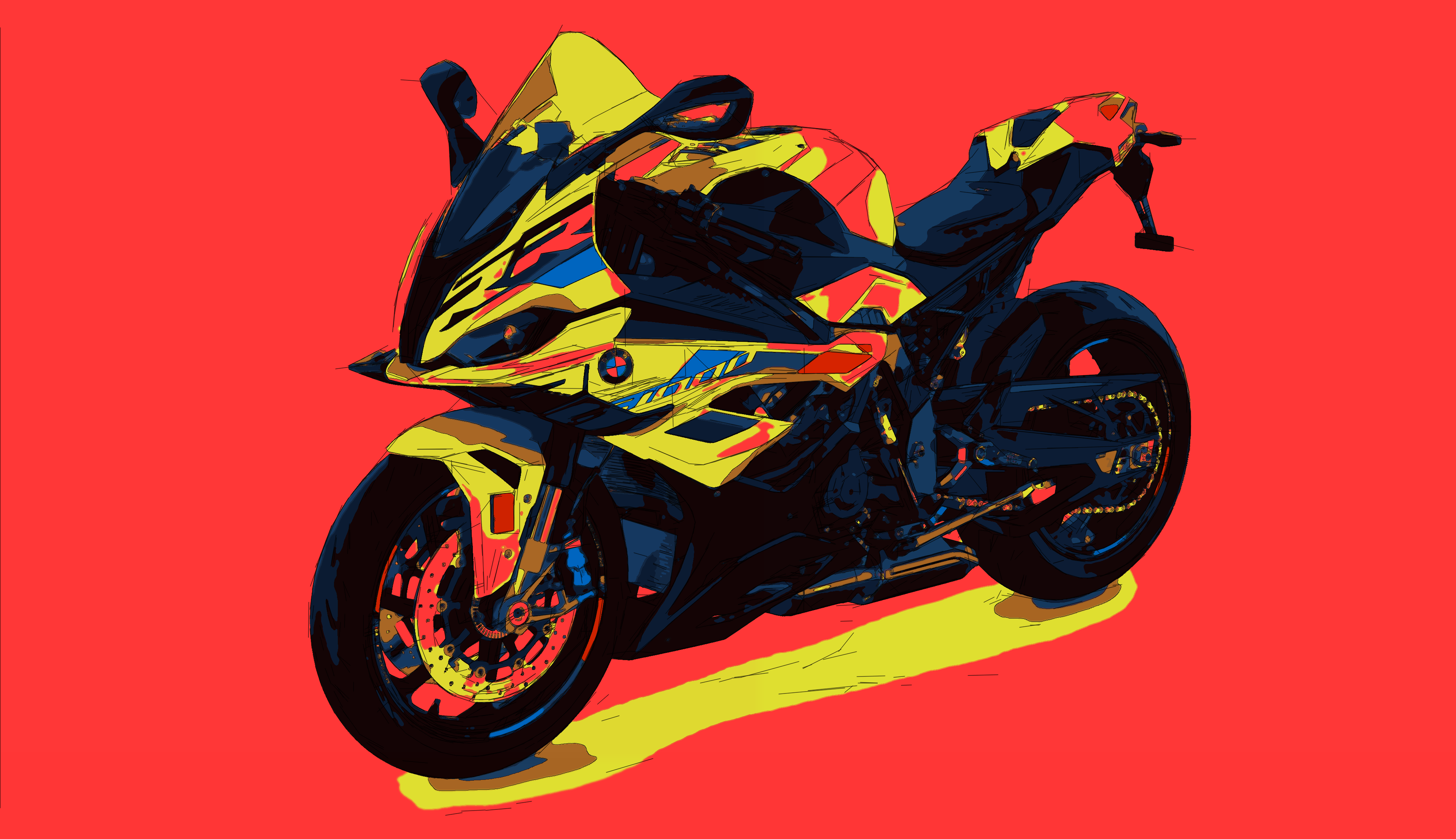 Motorcycle technical line-graphic SVG created from a photo with the vectorization engine